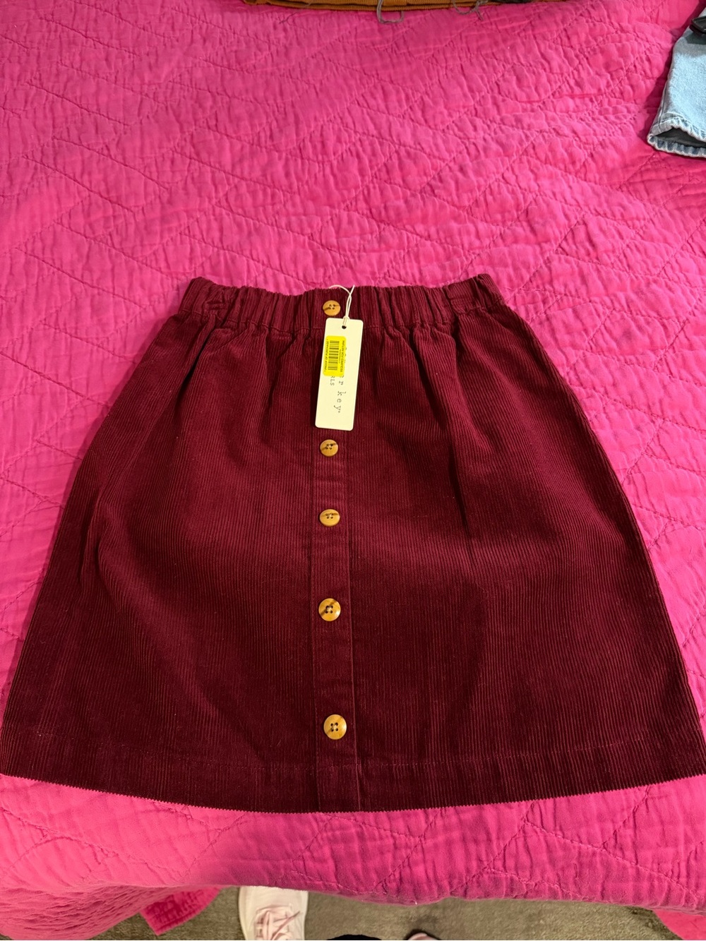Girls Button-Front Corduroy Skirt Maroon